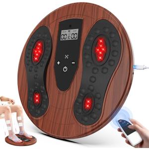 Rechargeable Foot Massager for Neuropathy with 660-850 Red Light Therapy EMS &TENS Foot Stimulator for Neuropathy, Electrical Nerve Stimulator, Relieve and Improve Pain and Plantar Fasciitis (Wood)