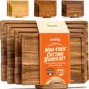 SMIRLY Wooden Cutting Boards For Kitchen - Bamboo Cutting Board Set with Holder, Wood Cutting Board Set, Cutting Board Wood, Wooden Chopping Board, Wooden Cutting Board Set