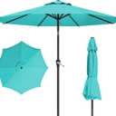10FT Patio Umbrella, Outdoor Umbrella with Push Button Tilt and Crank, 8 Sturdy Ribs, UV Protection & Waterproof Market Umbrella for Pool, Backyard, Beach,Deck (Peacock Blue)