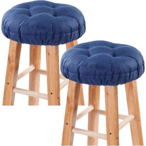 Bar Stool Covers Set of 2, Stool Covers Round with Elastic Band Pad, Soft Stool Seat Covers, Nonslip and Washable, 12 Inch, Dark Blue