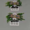 2 Pieces Farmhouse Window Tiered Tray Decorations Cathedral Arch Window Sign Wood Hello Welcome Sign Decor Farmhouse Home Supplies for Tiered Tray Shelf Table Counter