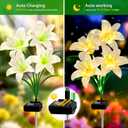Solar Garden Lights 4 Pack 16 White Lily Flowers, Gifts for Mom Woman Birthday Outdoor Solar Flower Lights, Cemetery Flowers for Grave - Decorative Lilies for Yard, Patio, Pathway Decorations