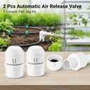 2 Pcs Automatic Air Release Valve, 1-1/4 Inch PVC Slip Fit, PVC Auto Vacuum Relief Bleeder Vent Valve for DIY Drip Irrigation Systems Garden Greenhouse Hydroponics, Prevents Air Lock & Water Hammer