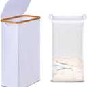 efluky Slim Laundry Basket with Lid, Narrow Laundry Hamper with Removable Bag, Skinny Dirty Clothes Basket with Bamboo Handles for Bathroom, Bedroom & Laundry Room, 75L White