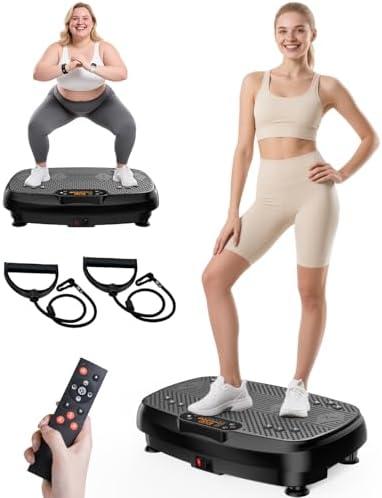 Damkee Vibration Plate Exercise Machine, Vibrating Equipment for Weight Loss and Lymphatic Drainage Massager, 3D Waver Exerciser for Fitness, Full Body Workout Shake Board with 120 speeds