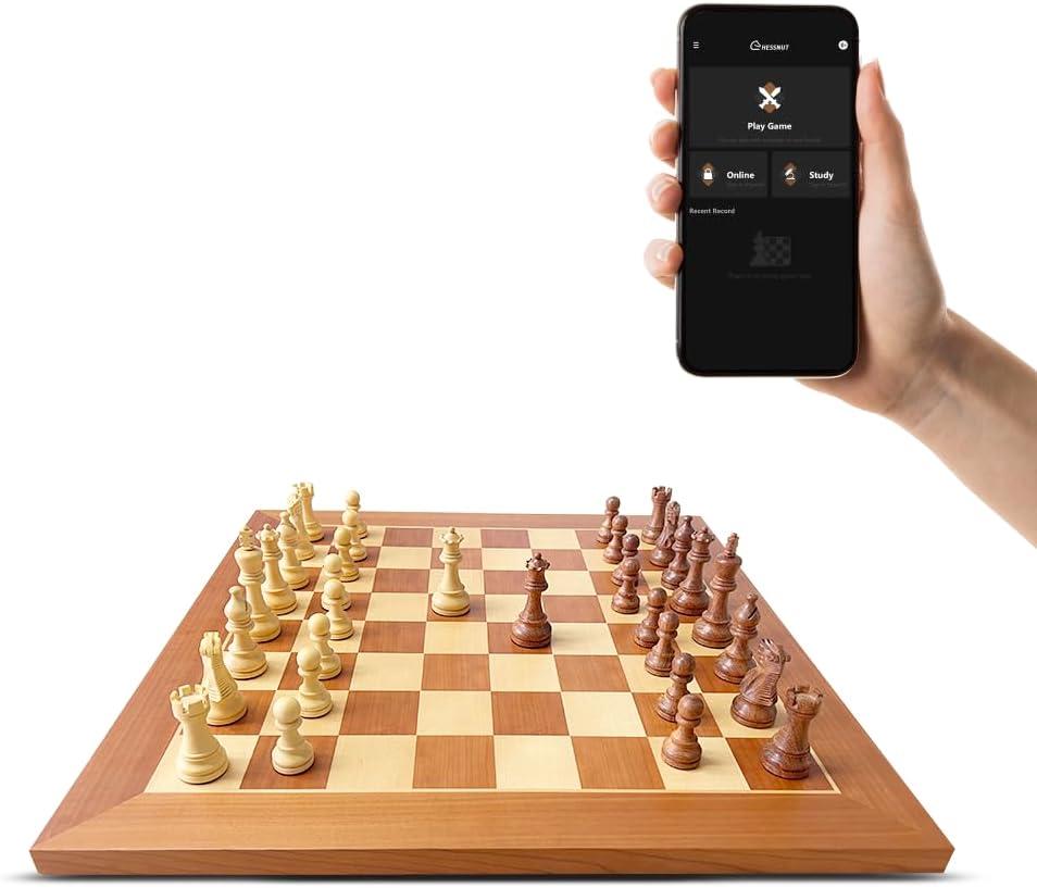 Chessnut Pro Tournament Size Electronic Chessboard — 55cm Board, Full Wooden Piece Recognition, AI Chess Computer, LED Lights — Professional Smart Chess Set, 33*33*2.2cm