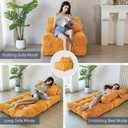 MAXYOYO Folding Sofa Bed, Convertible Sleeper Chair with Pillow Foldable Mattress with Back Support, Portable Fold Out Chair Bed Comfy Floor Sofa Lounge for Living Room Bedroom, Orange, Single