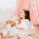 Topmaker Flower Girl Dress for Toddler Baby Girls,Lace Tulle Princess Dress for Wedding, Birthday Party, Photoshoot, Formal Events,Special Occasion (1T, Sleeve-Pink)