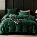 WARMDERN Emerald Green Flannel Velvet Duvet Cover King Size Duvet Cover Bedding Sets, 3pcs Ultra Soft Luxury Textured Modern Crystal Velvet Duvet Covers with Zipper Closure(Emerald Green, King)