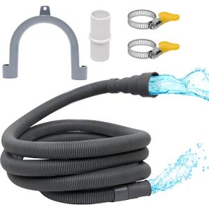 BlueStars 10 Feet Universal Dishwasher & Washing Machine Drain Hose  Flexible Corrugated Extension Kit with 1 Extension Adapter, 2 Clamps, 1 U-Bend Hose Holder