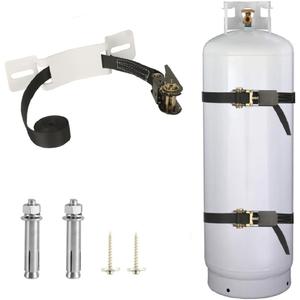Propane Tank Holder Cylinder Wall Mounted Brackets, Ratchet Straps6.6ft , Steel Gas Cylinder Holder, Heavy Duty Gas Cylinder Holder Wall-Mounted Bracket (White 1)