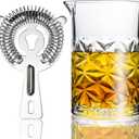 Cocktail Mixing Glass with Strainer Set, 24 oz Crystal Stirring Glass with 304 Stainless Steel Strainer, Elegant and Professional Barware Tools, Bartender Gifts for Men, Housewarming Gift