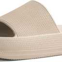 Cloud Slides for Women Pillow Slides Shower Shoes Cloud Recovery Slide Sandals Cushion Thick Sole Pillow Slippers Comfort Indoor and Outdoor Slide (Beige)