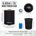 Mini Trash Can with Bamboo Lid Soft Close and Foot Pedal, 0.8Gal / 3L Tiny Round Trash Can with Removable Plastic Inner Wastebasket for Bathroom, Bedroom, Powder Room, Office, Desk, Car, Black