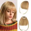 NAYOO Wispy Bangs Hair Clip - Blonde 100% Real Human Hair Clip in Bangs for Women Fringe with Temples Hairpieces for Daily Wear (Blonde, Wispy Bangs)