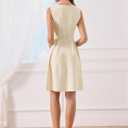 Allegra K Work Dresses for Womens Elegant Sleeveless Pleated Crew Neck Tie Waist A-line Business Casual Dress
