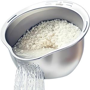 Rice Washer Strainer Bowl - 4-in-1 Washing Bowl for Quinoa, Stainless Steel Rinser With Side Drainers Small Colander for Cleaning Fruits, Vegetables, and Beans - Versatile Kitchen Tool