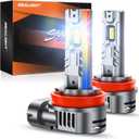 SEALIGHT H11 H8 H9 H16 Fog Bulbs, 1:1 OEM Design 50,000LM with 14000RPM Fan H11 Light Bulbs, 6500K Cool White, Non-polarity, Pack of 2