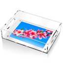 Tiangrid 1 Pcs Acrylic Serving Tray with Magnetic Mat –customizable for Photos Artworks Clear Tray for Gifting and Serving Spill Proof Countertop Organizer for Bathroom Home Office (6.5"x 8.5")