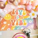 4 x Five Is a Vibe Birthday Party Decorations Girl Five is Vibe Birthday Decoration 5th Party Decorations Daisy Groovy Hippie Boho Party Favor