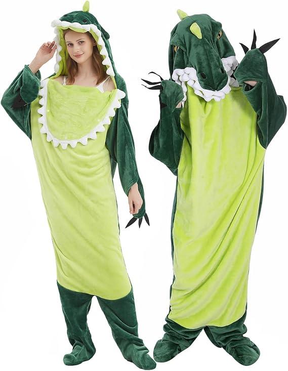 Shark Blanket Hoodie Women Dinosaur Wearable Blanket Gifts for Adults Onesie, 130