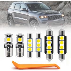 15pcs Grand Cherokee Interior LED Lights Bulb Kit for Jee'p Grand Cherokee WK2 2011 2012 2013 2014 2015 2016 2017 2018 2019 2020 Super Bright 6000K LED Map Dome Light Interior LED Light Bulbs