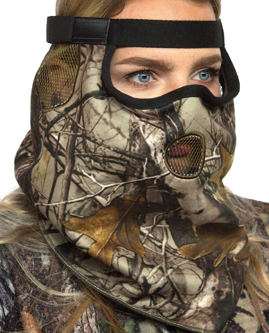 Down Under Outdoors Premium Camo Hunting Face Mask Heavyweight Jersey Fleece for Winter and Cold Weather, Multi Fit (birch tree camo)