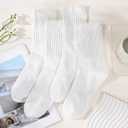 6 Pairs Women's Scrunched Crew Socks Womens Boot Calf Socks Women sports compression Socks for Running and Athleisure (White)