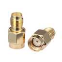 SMA Female to RP-SMA Female Adapter Barrel Connector Copper Gold-Plating 50 ohms Coaxial Cable Radio Router WiFi Antenna Walkie-Talkie Mobile Communication, Pack of 2