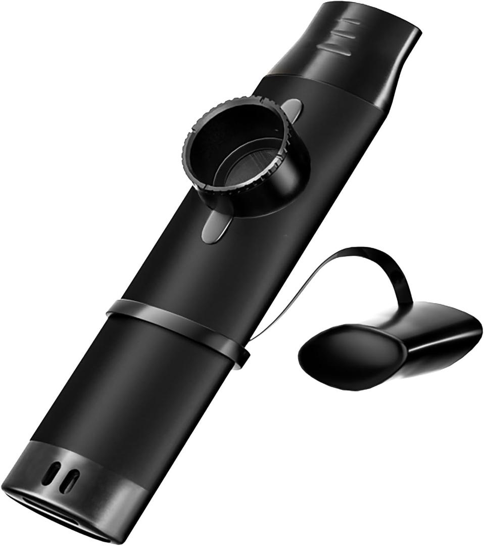 Kazoo - Professional Metal Musical Instrument with 5 Extra Membranes, Adjustable Tone for Guitar, Ukulele, Piano & Singing, Durable Brass, Portable for Adults (Black)