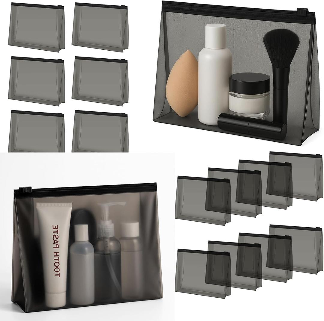 Circloophs Mini Clear Makeup Bag, 80 Pack Small Cosmetic Bags with Zipper TSA Approved Travel Bags Bulk for Toiletries Plastic EVA Water-resistant Black Reusable Pouches for Bathing Suit, 5.9 x 5.1