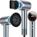 Hair Dryer, 160000 RPM High Speed 200 Million Ionic Blow Dryer, Professional Hair Blow Dryer with Diffuser and Nozzle for Home, Travel & Salon Use, 120V (Grey)