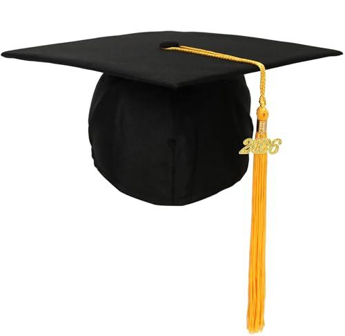 Newrara Graduation Unisex Matte Adult Graduation Cap with Tassel (Black/Gold)