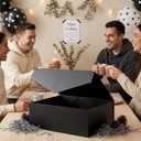 19.2x15.8x7 Inches, Extra Large Gift Box with Lid, Groomsman Proposal Box with Magnetic Closure, Giant Gift Box for Clothes and Large Gifts (Glossy Black), 1 Count