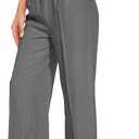 FUNYYZO Wide Leg Pants Women's High Elastic Waisted in The Back Business Work Trousers Long Straight Suit Pants Gray L Short