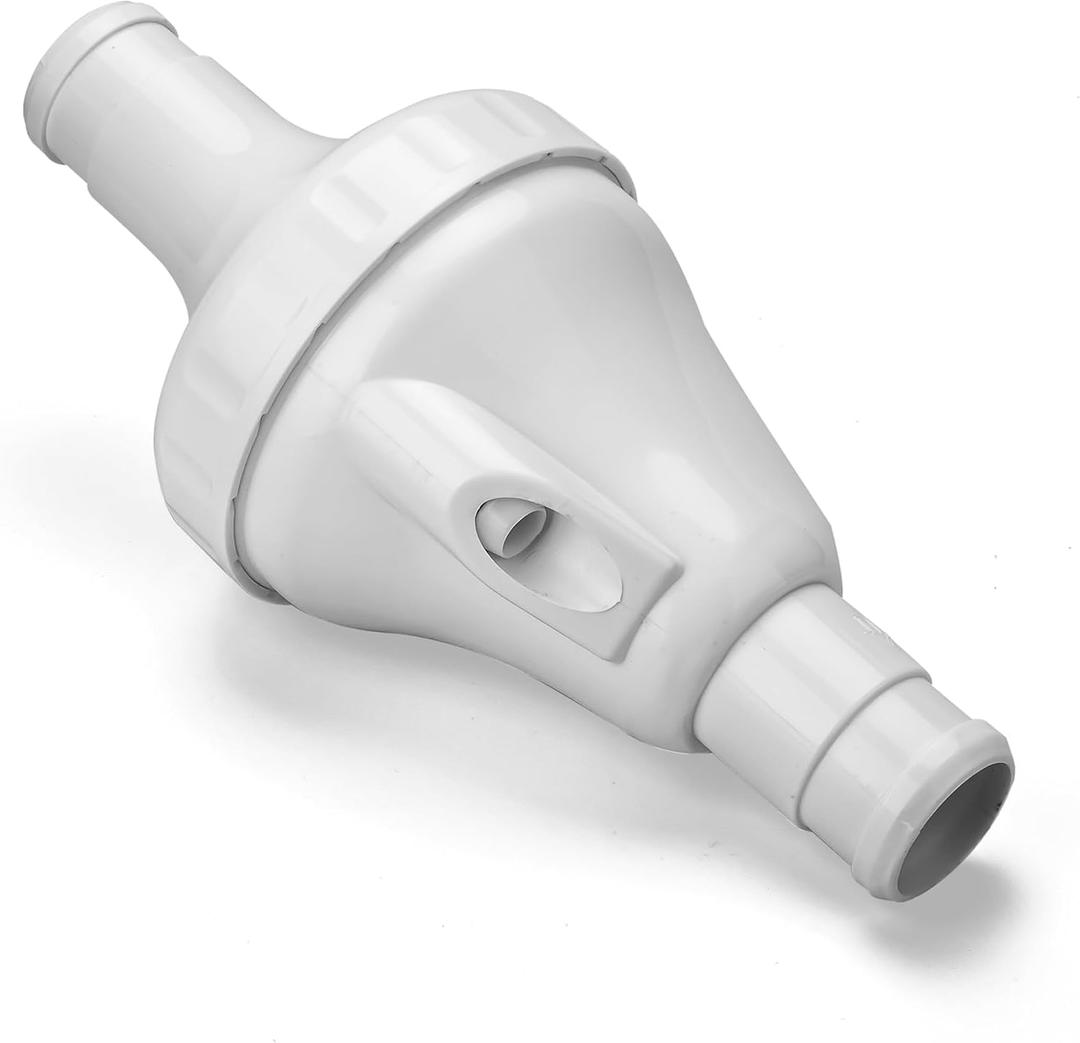 BlueStars 9-100-1200 Backup Valve Compatible with Polaris 360 & Vac-Sweep Pool Cleaner White Polymer Blend Body, 2 Ports, 1.5" Inlet & Outlet