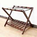 Solid Wood Luggage Rack, Foldable Suitcase Stand, Luggage Holder with Storage Shelf