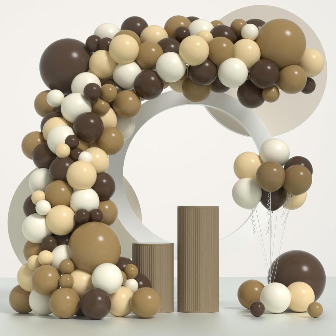 Brown Balloons Arch Kit - Neutral Balloon Garland Arch Kit Different Sizes 18 12 5 Inch Brown Sand White Nude Balloons for Cowboy Bear Baby Shower Gender Reveal Wedding Birthday Party Decorations