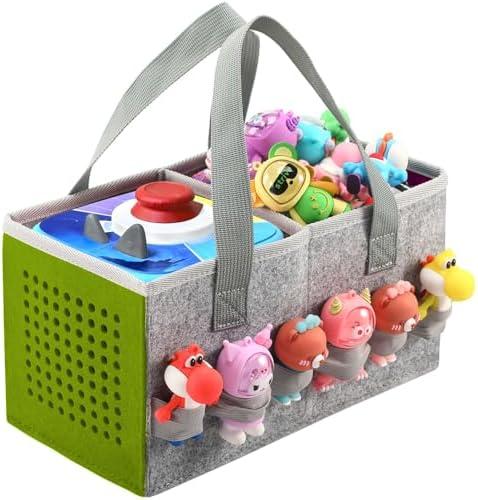 Seracle Carrying Case Travel Felt Bag Compatible with Toniebox 1/2 Audio Player Starter Set and Tonies Figurine (Gray+Green)