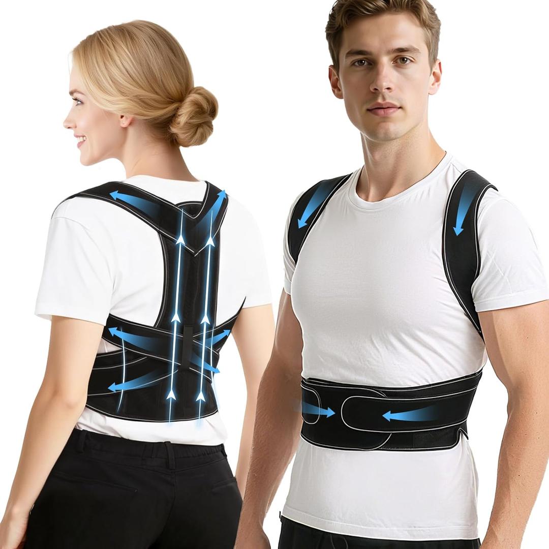 Posture Corrector, Back Posture Corrector for Men and Women, Adjustable Shoulder Back Support, Shoulder Straightener for Scoliosis, Hunchback, Thoracic, Back Pain Relief (M, Black)