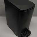 Homie Soft Close, Slim Trash Can 6 Liter / 1.6 Gallon with Anti - Bag Slip Liner and Lid, Use as Mini Garbage Basket, Slim Dust Bin, or Decor in Bathroom, Restroom, Kitchen, or Bedroom (Matte Black)