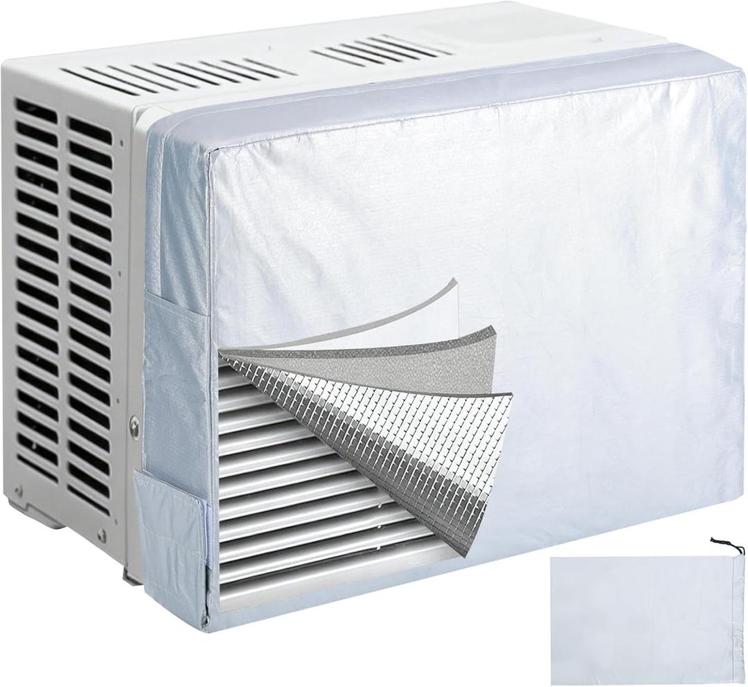 Insulated Window AC Cover for Inside with Side Pockets Blocks Drafts & Helps Save Energy | Waterproof, Machine Washable AC Unit Cover with Storage Bag (XL: 28*20*3.5inch)