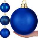 Weysat 4 Pcs Large 8" Fillable Christmas Ornaments, Jumbo Matte, Shiny & Glitter Hanging Ornaments for Outdoor Xmas Tree Decoration, Lawn Yard Holiday Party Decor(Blue)