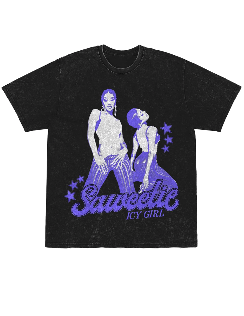 Saweetie Unisex-Adult Standard Purple Pose T-Shirt L