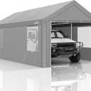 COBIZI Carports 10x20 Heavy Duty Car Canopy Garage with Removable Sidewalls & Doors, Galvanized Frame Portable Carport Canopy with Built-in Sandbags & All-Season Tarp for Car Boat Truck, Gray