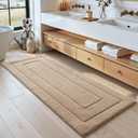 DEXI Bathroom Rug 72x24, Non Slip Washable Bath Mat Runner for Shower Floor, Extra Long Absorbent Soft Bathmat with Rubber Backing, Quick Dry Microfiber Carpet, Beige