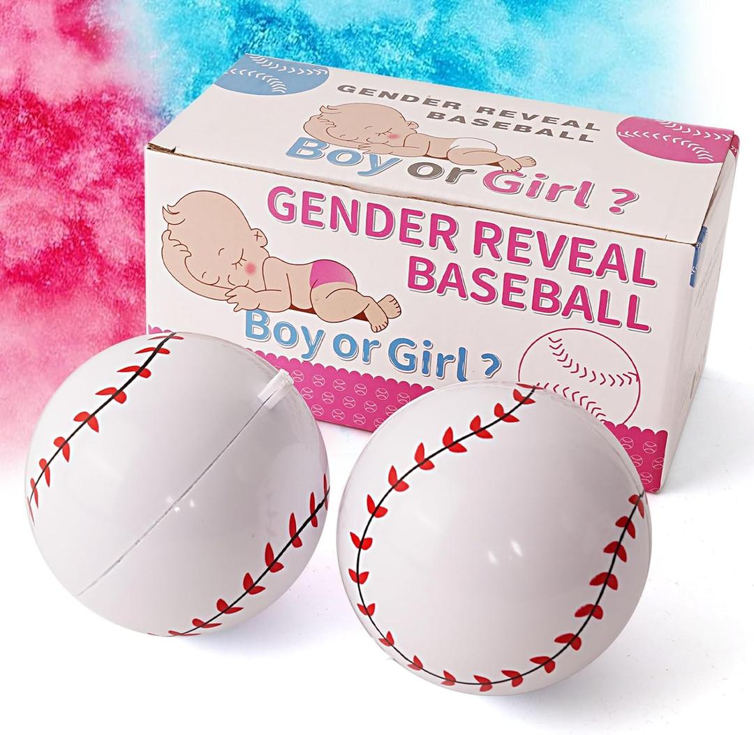 2 Pack Gender Reveal Baseball Pink and Blue Surprise Party and Baby Announcement