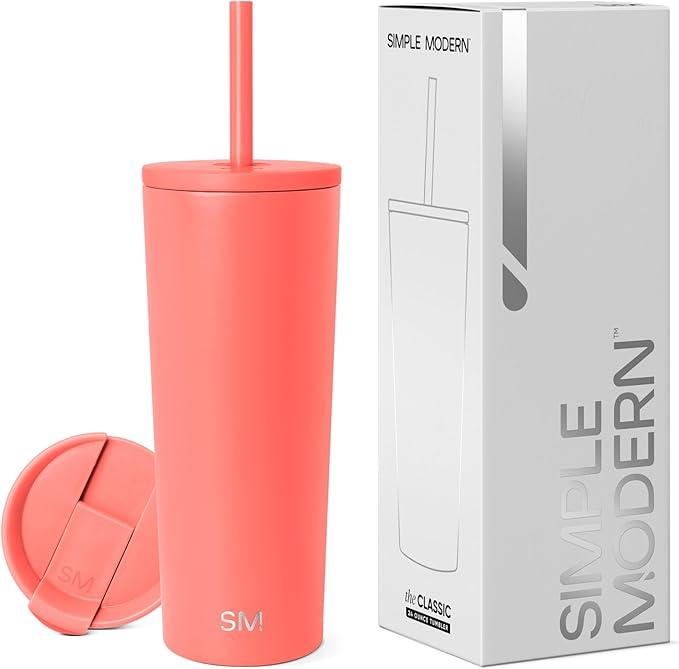 Simple Modern Insulated Tumbler with Lid and Straw | Iced Coffee Cup Reusable Stainless Steel Water Bottle Travel Mug | Gifts for Women Men Her Him | Classic Collection | 24oz | Honolulu