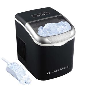 FRIGIDAIRE Retro Compact Ice Maker Machine, Bullet Ice, 26 lb per Day (Black)