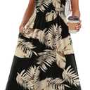 WIHOLL Summer Dresses for Women Flowy Casual Midi Dress Beach Vacation Sundresses with Pockets (XL)